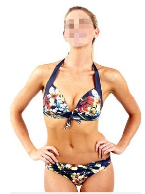 Swimwear dark blue with finely pattern - Click Image to Close